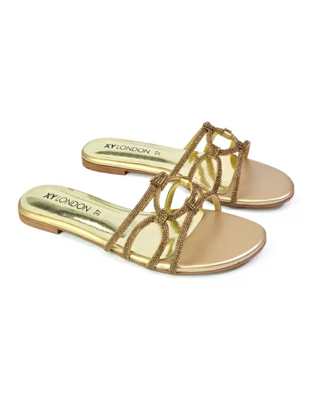 | XY London | gold sandals,gold flat sandals,gold diamante sandals,gold flat diamante sandals,gold flat diamante sandals,gold bridal flats