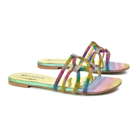 | XY London | pink sandals,pink flat sandals,pink diamante sandals,pink flat diamante sandals,pink diamante flat sandals,pink bridal flats