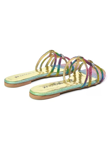 Multi | XY London | sandals,flat sandals,diamante sandals,diamante flat sandals,flat diamante sandals,bridal flats