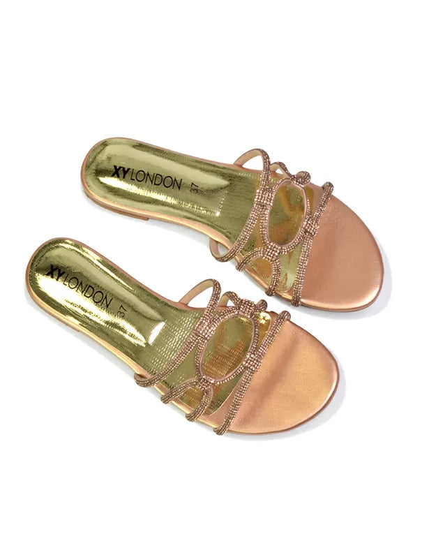 Multi | XY London | sandals,flat sandals,diamante sandals,diamante flat sandals,flat diamante sandals,bridal flats