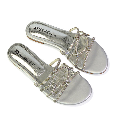 | XY London | pink sandals,pink flat sandals,pink diamante sandals,pink flat diamante sandals,pink diamante flat sandals,pink bridal flats