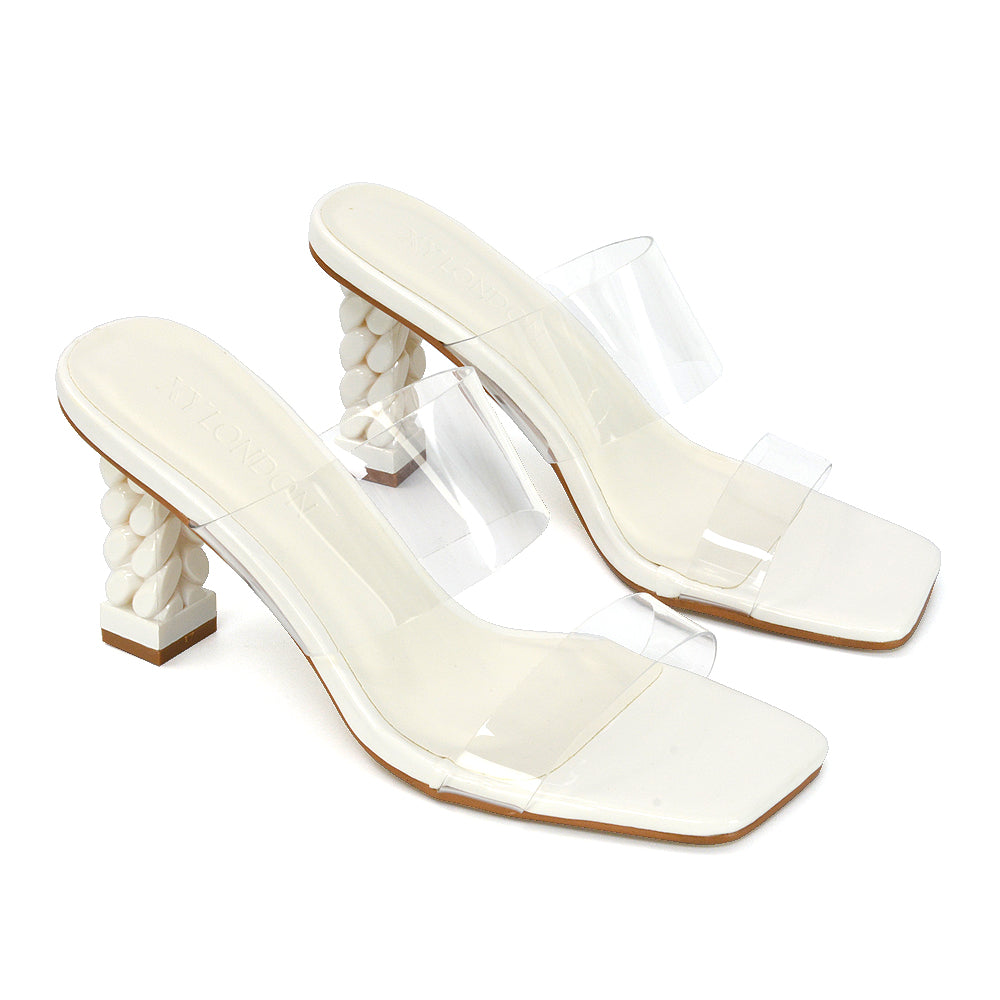Mid clear block heels deals