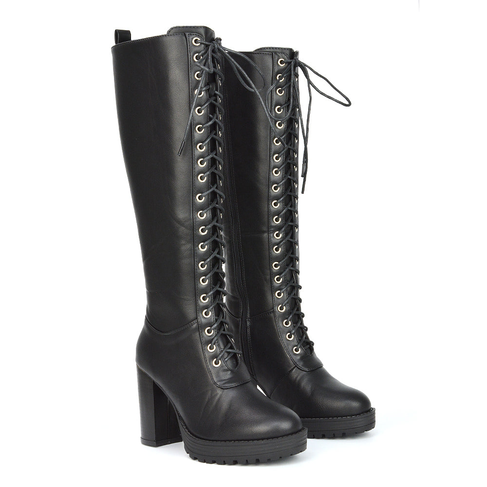 Black Faux Suede | XY London | Black Platform Shoes,Black High Heel Knee High Boots,Black Lace Up Biker Boots,Black Boots Women,Black High Heel Boots,Black Knee High Biker Boots