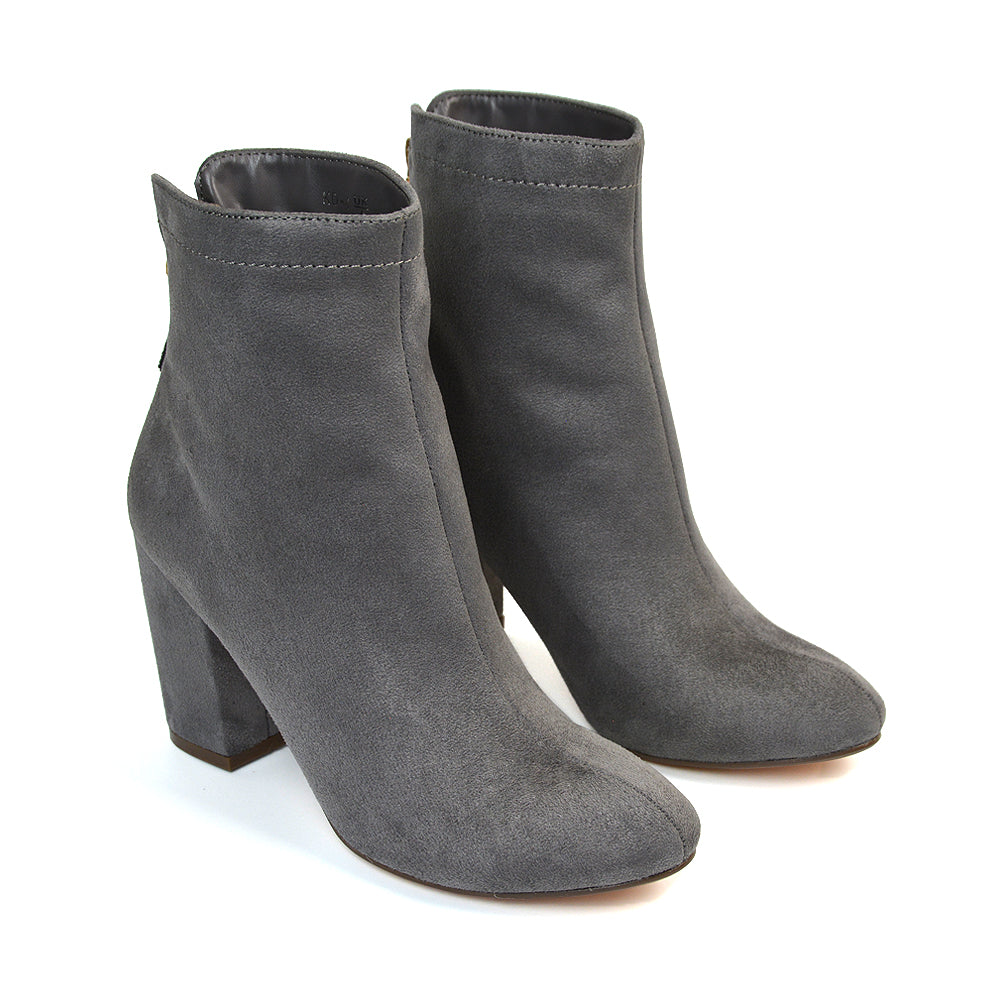 Grey heeled ankle boots uk top