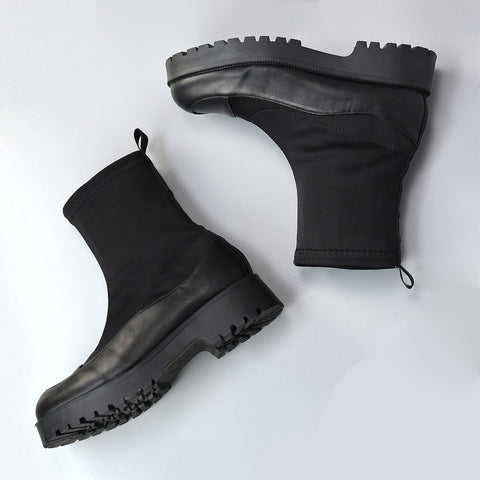 Black Synthetic Leather | XY London | Black Boots,Black Ankle Boots,Black Sock Boots, Black PU Boots, Black Sock Ankle Boots, Black Ankle Boots,Black Sock Ankle Boots,Black Biker Boots
