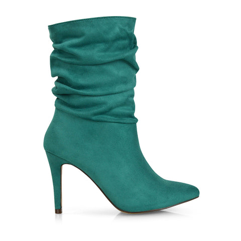 Pine Green | XY London | ,,,Green Boots, Green Ankle Boots, Green Heeled Boots,