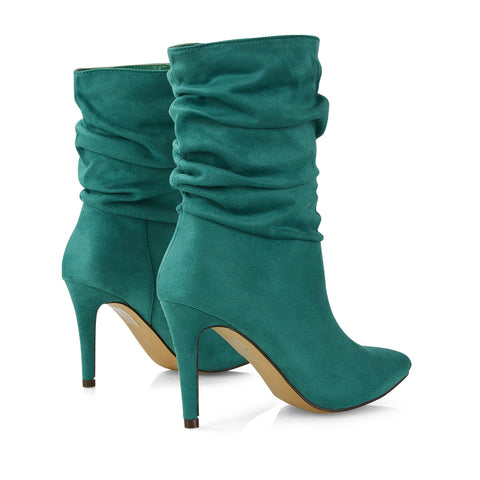 Pine Green | XY London | ,,,Green Boots, Green Ankle Boots, Green Heeled Boots,