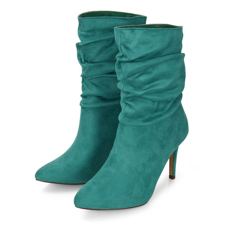 Pine Green | XY London | ,,,Green Boots, Green Ankle Boots, Green Heeled Boots,