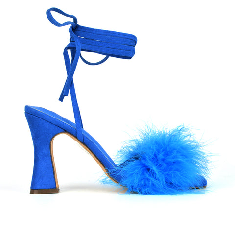 | XY London | Blue High Heels,Blue Lace Up Heels,Blue Heels, Blue Square Toe Heels, Blue Lace Ups,Blue Strappy Heels