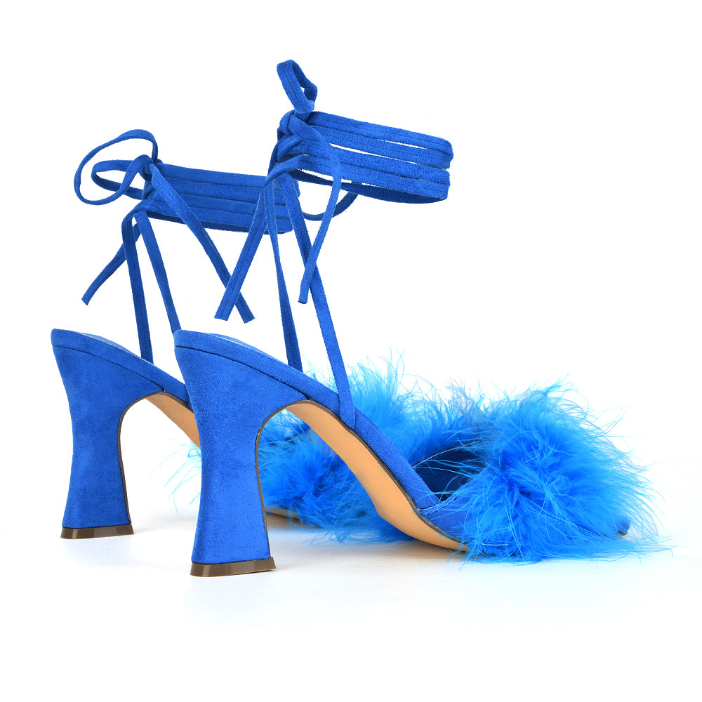 Black heels with fluffy front best sale