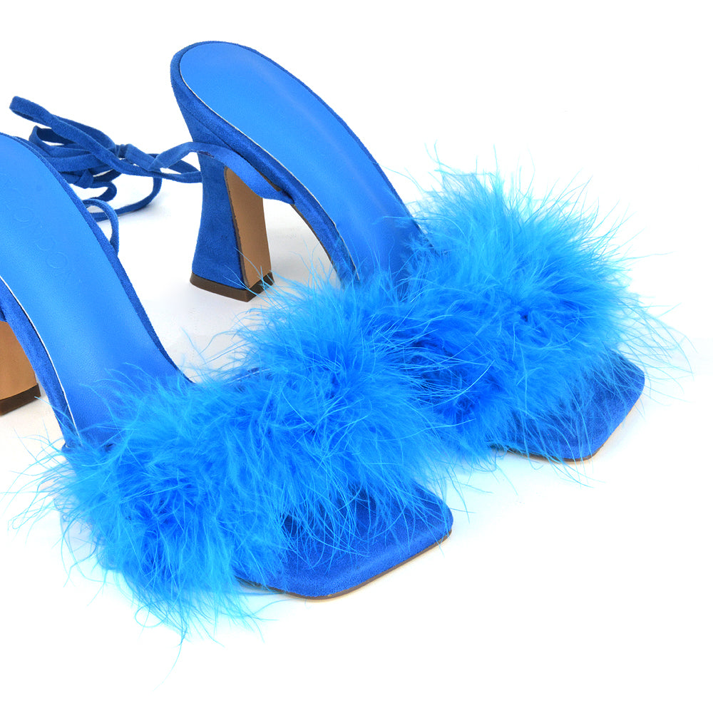 | XY London | Blue High Heels,Blue Lace Up Heels,Blue Heels, Blue Square Toe Heels, Blue Lace Ups,Blue Strappy Heels