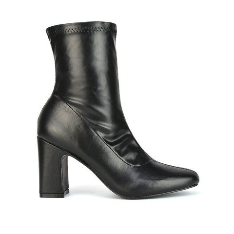 Black | XY London | Black Patent Boots,Black Boots, Black Heeled Boots, Black Ankle Boots,Black Sock Boots