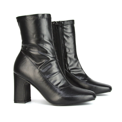 Black | XY London | Black Patent Boots,Black Boots, Black Heeled Boots, Black Ankle Boots,Black Sock Boots