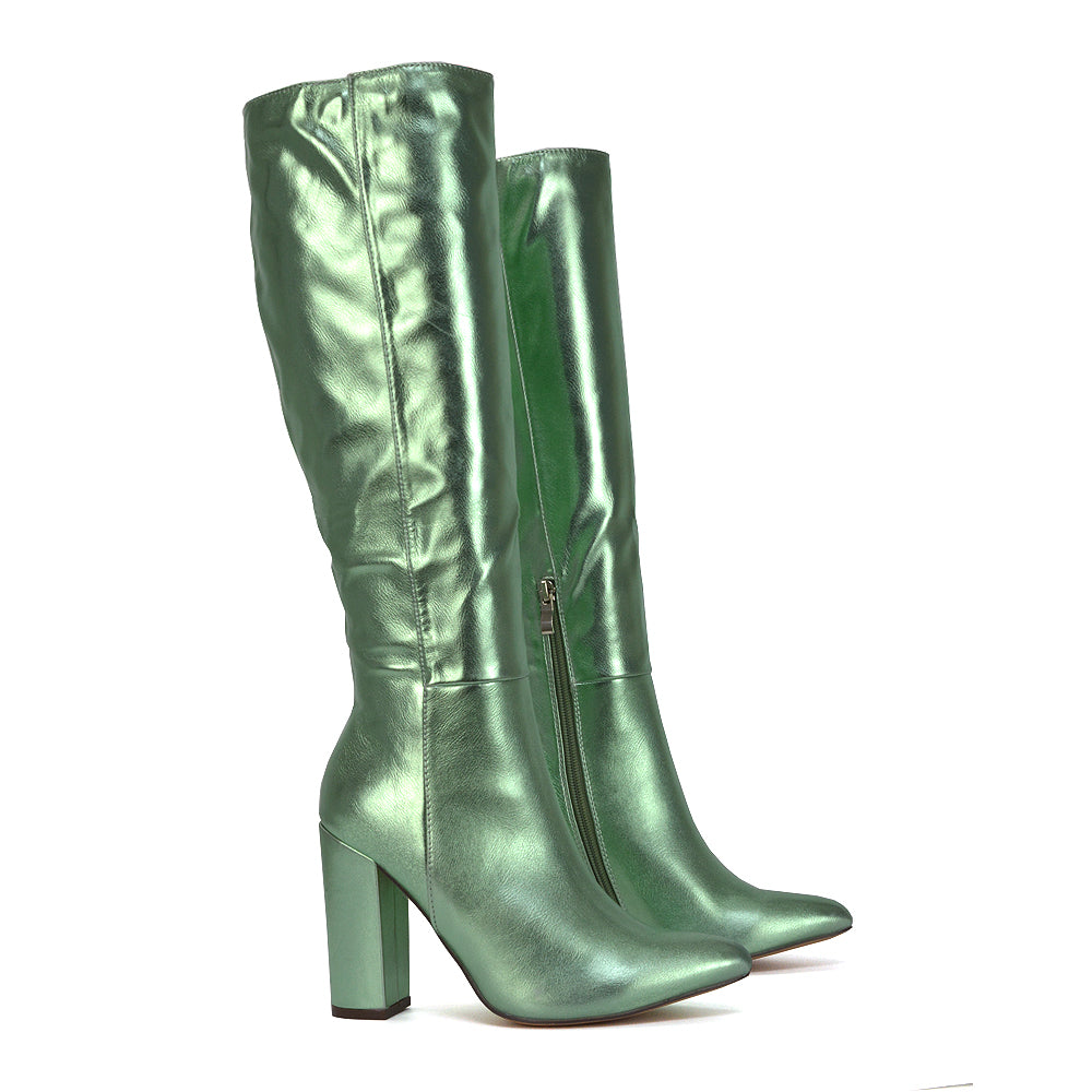 Pink | XY London | pink boots,pink knee high boots,pink heeled boots,pink block heeled boots