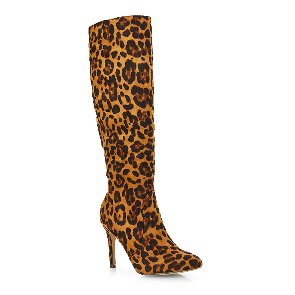 | XY London | womens boots online,leopard print heeled boots,womens boots online,knee high boots,pointed toe bootd,leopard print boots
