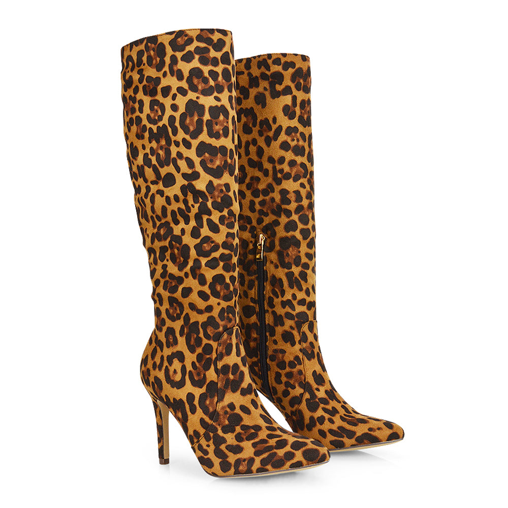 | XY London | womens boots online,leopard print heeled boots,womens boots online,knee high boots,pointed toe bootd,leopard print boots