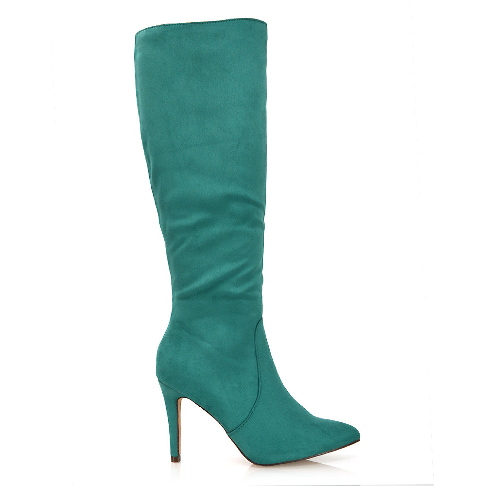  | XY London | ,,,Green Boots, Green Heeled Boots, Green Knee High Boots,