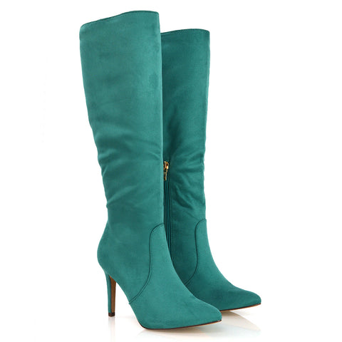  | XY London | ,,,Green Boots, Green Heeled Boots, Green Knee High Boots,