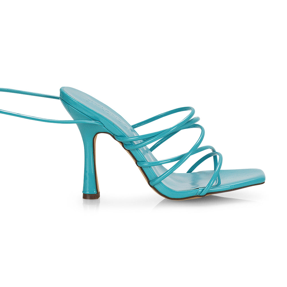Black Patent  | XY London | strappy heels,curved block heels,strappy heels,black patent heels