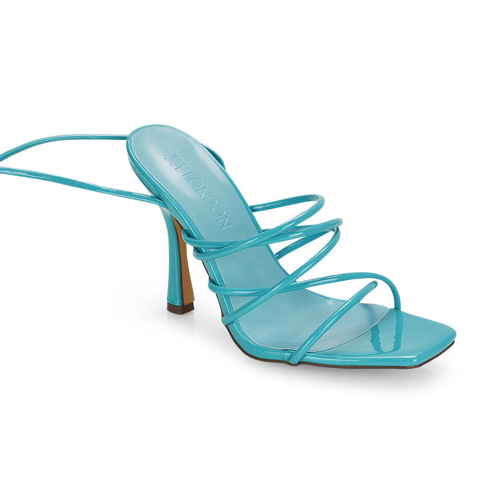Black Patent  | XY London | strappy heels,curved block heels,strappy heels,black patent heels