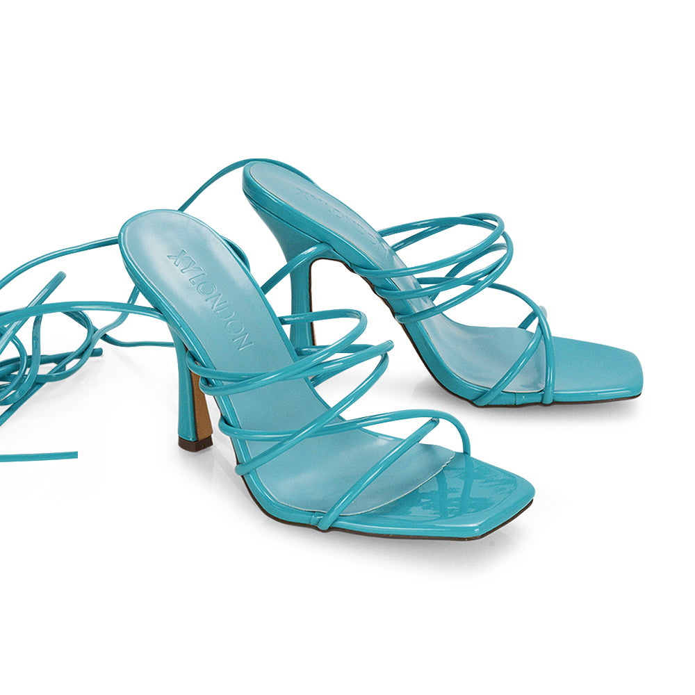 White | XY London | white heels,sandal heels,curved heels,lace up heels