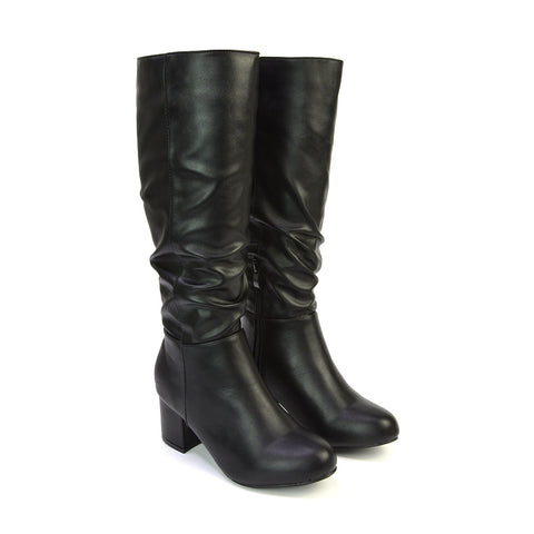 Mid calf block heel boots outlet