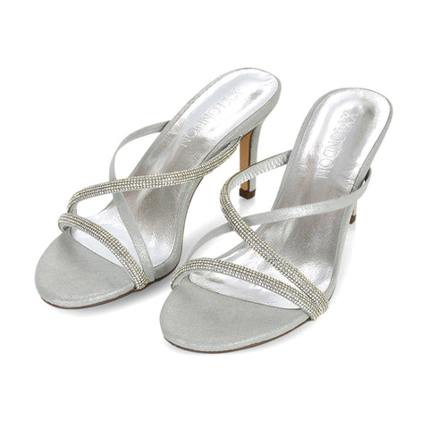 Black  | XY London | peep toe sandal heels ,black sandal heels,diamante heels ,mid heels,high heel sandals