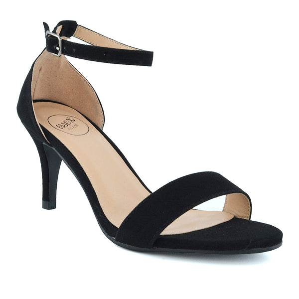 Jamie Lee Dainty Buckle Ankle Strap mid Stiletto High Heel Sandals