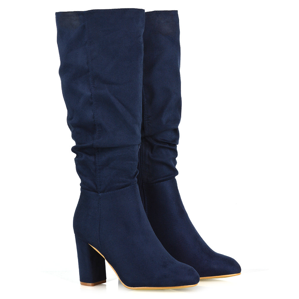 Navy | XY London | ,,navy boots, navy knee high boots, navy heeled boots,,