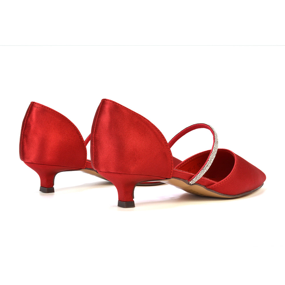 Elegant Kitten Heel Diamante Pointed Toe Court Shoes Heels- Perfect for weddings, bridal parties, evening receptions, and formal events, these comfortable yet stylish heels offer a chic and glamorous option for brides and guests alike