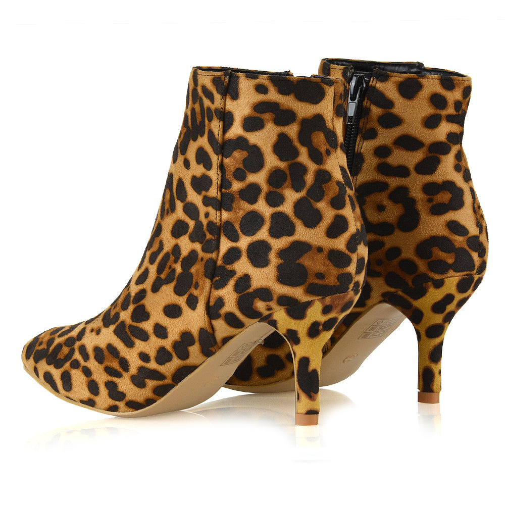 leopard  | leopard faux suede boots,ankle boots in leopard,heeled booties,ladies ankle boots