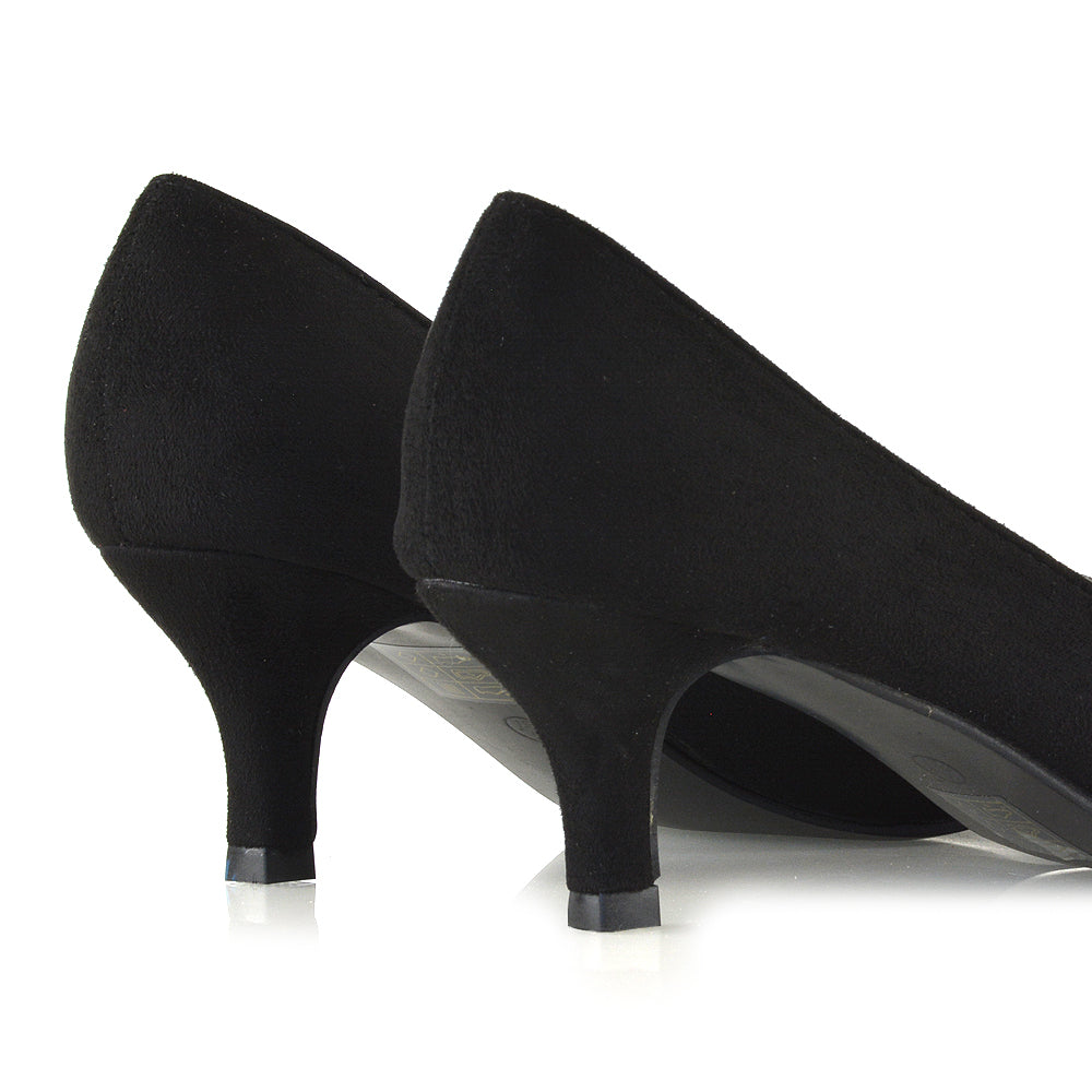 red pointed toe slip on low stiletto court heel pumps- offering a sleek and sophisticated look. Perfect for business meetings, formal events, or evening outings, these stylish and comfortable pumps are ideal for adding elegance to any look this season.
