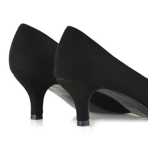 red pointed toe slip on low stiletto court heel pumps- offering a sleek and sophisticated look. Perfect for business meetings, formal events, or evening outings, these stylish and comfortable pumps are ideal for adding elegance to any look this season.