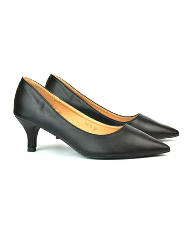 black evening heels, black slip on pointed toe heeled court shoes, evening heels, slip on pointed toe heeled court shoes