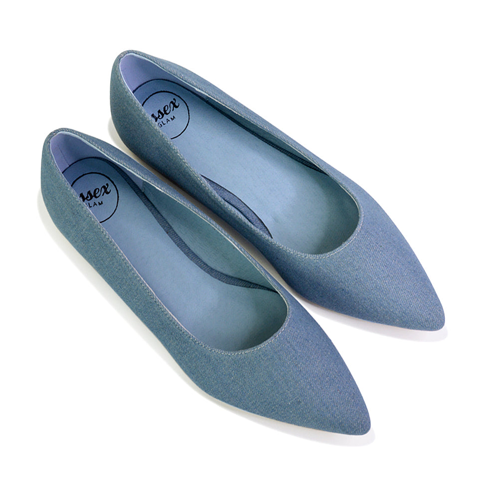Denim | XY London | blue pumps,blue pump shoes,blue ballerinas ,blue ballerina shoes,blue flats