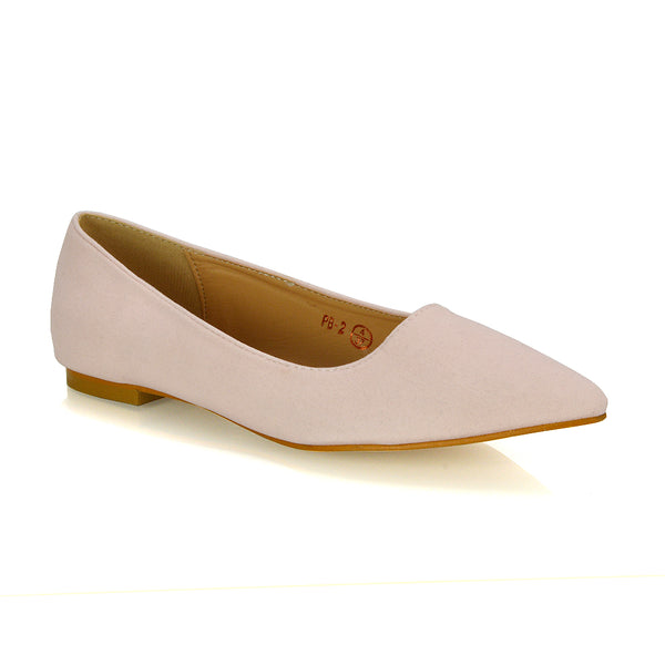 Alessia Flat Pointed Toe Low Heel Slip on Bridal Ballerina Pump Shoes Pastel