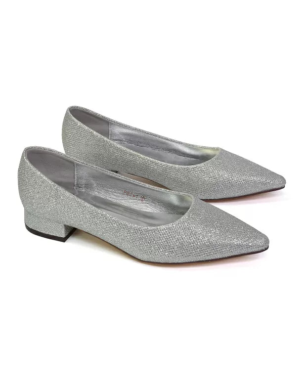 Silver wedding shoes low heel shop
