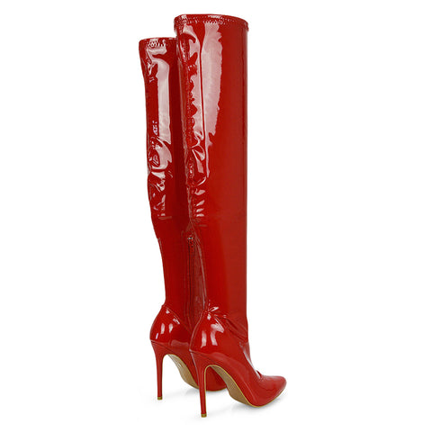 Red Patent | XY London | red patent boots,red patent thigh high boots,womens boots online,pointed toe boots,stiletto heels