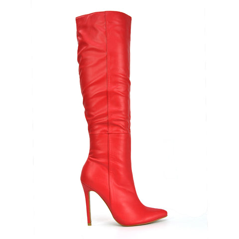 Green Synthetic Leather | XY London |Green Boots,Green Shoes, Heeled Boots, Long Boots,Green Knee High Boots,Green Long Boots