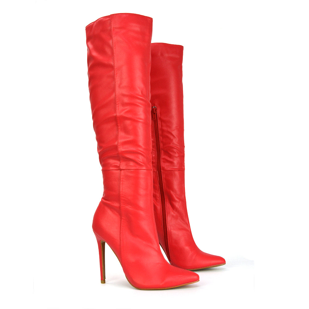 Green Synthetic Leather | XY London |Green Boots,Green Shoes, Heeled Boots, Long Boots,Green Knee High Boots,Green Long Boots