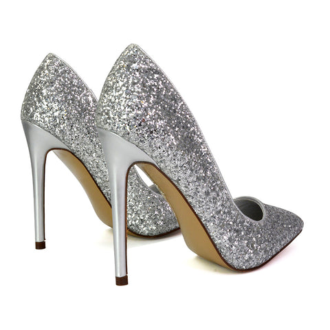 Silver | XY London | silver heels,silver high heels,silver court heels,silver stilettos,silver glitter heels