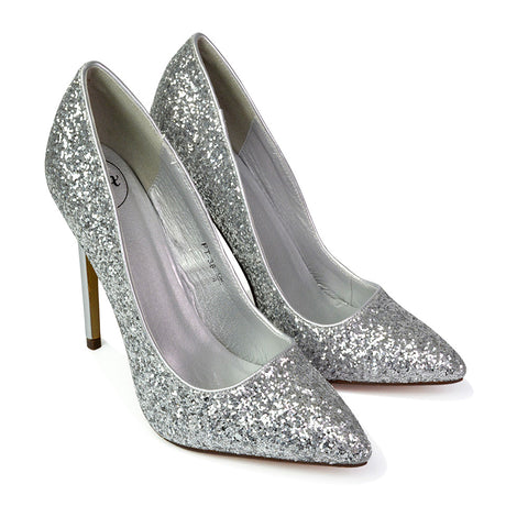 Silver | XY London | silver heels,silver high heels,silver court heels,silver stilettos,silver glitter heels