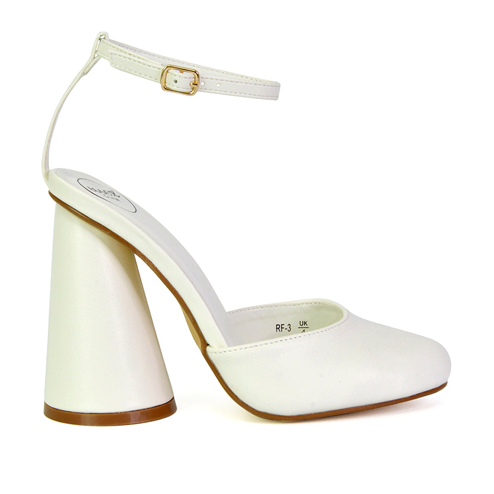 White | XY London | white heels ,white high heels,white cylinder heels,white block heels,white block heels
