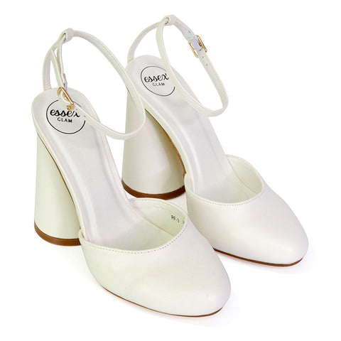 White | XY London | white heels ,white high heels,white cylinder heels,white block heels,white block heels