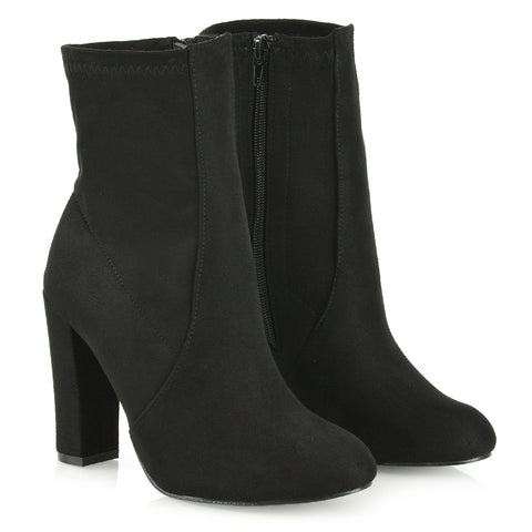 Black Faux Suede | XY London | sock boots, sock boot heels, sock ankle boots
