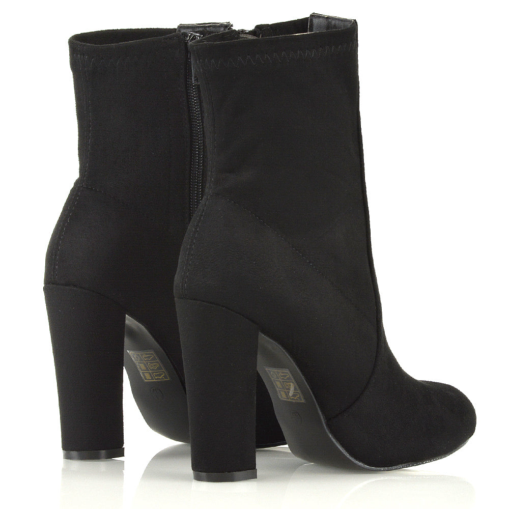 Black Faux Suede | XY London | sock boots, sock boot heels, sock ankle boots