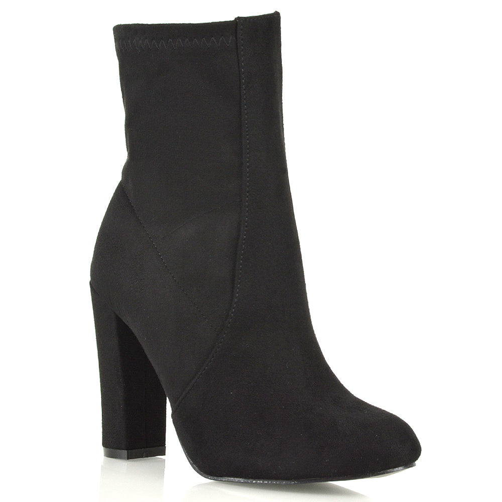 Black Faux Suede | XY London | sock boots, sock boot heels, sock ankle boots