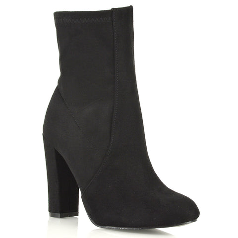 Black Faux Suede | XY London | sock boots, sock boot heels, sock ankle boots