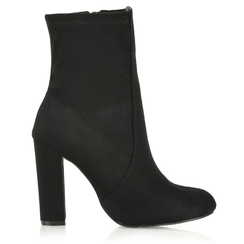 Black Faux Suede | XY London | sock boots, sock boot heels, sock ankle boots