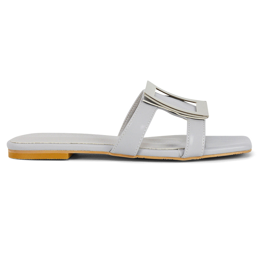 Green | XY London | Green Flat Sandals,Green Sandals,Green Square Toe Shoes,Green Slides
